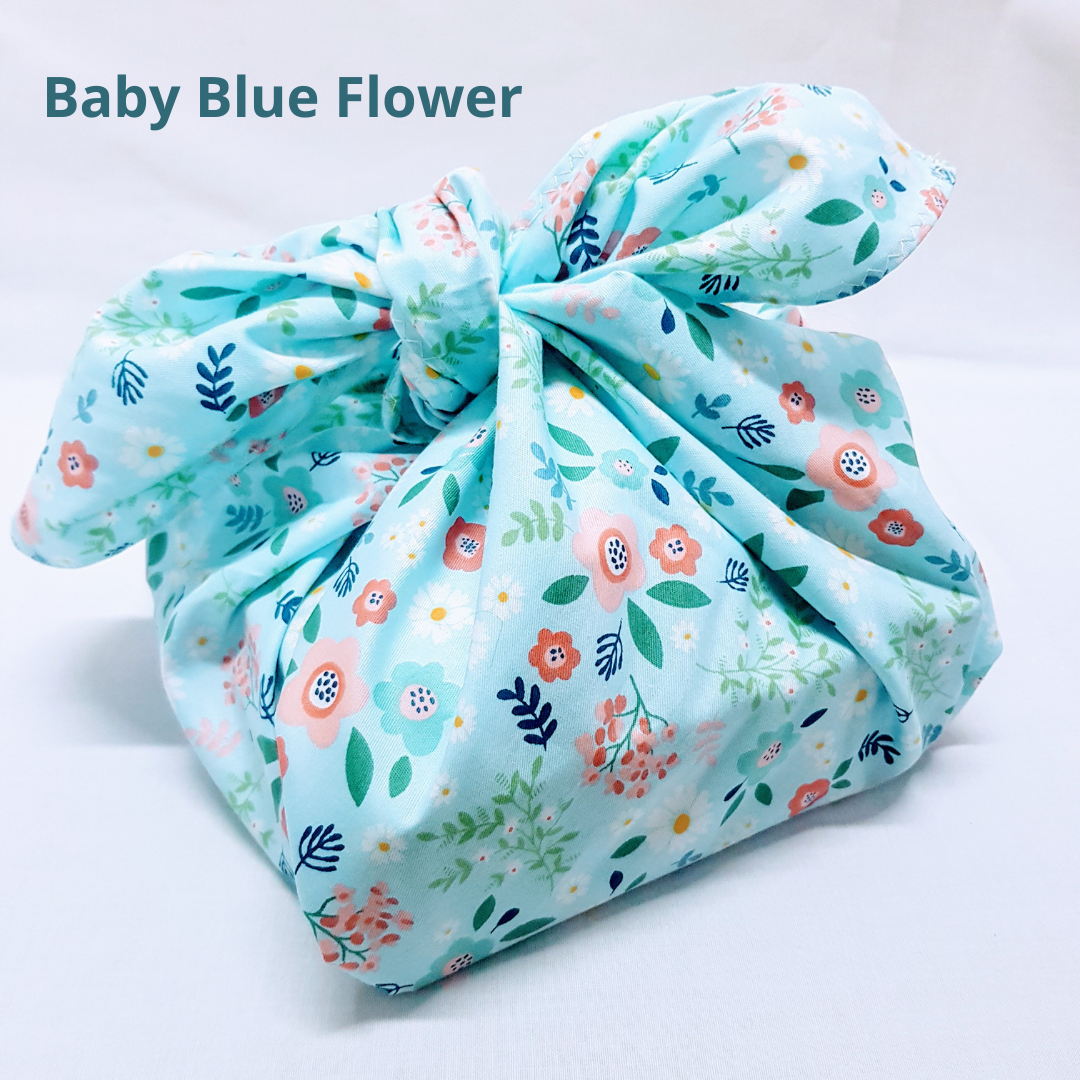 Furoshiki Cloth Wrap (Baby Blue Flower) The RainTree